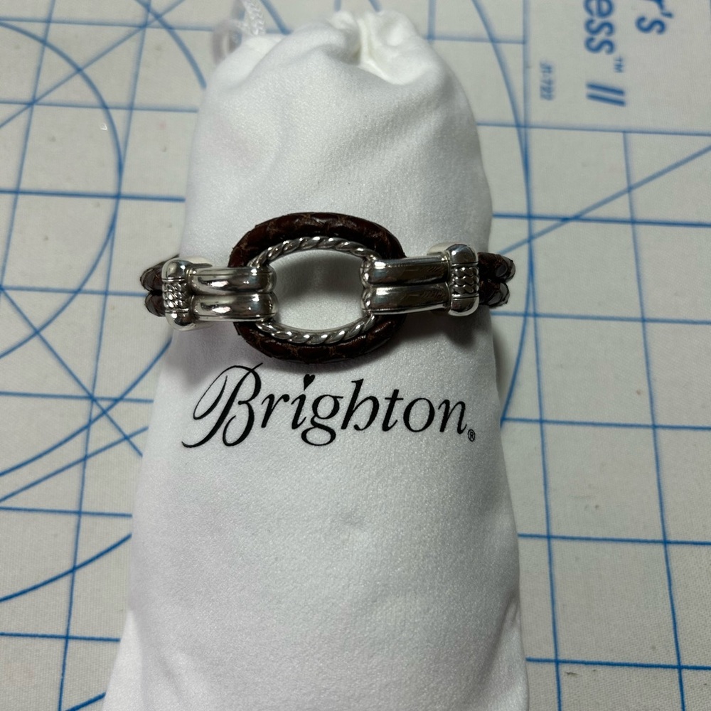 Brighton Silver and Brown Leather Bracelet